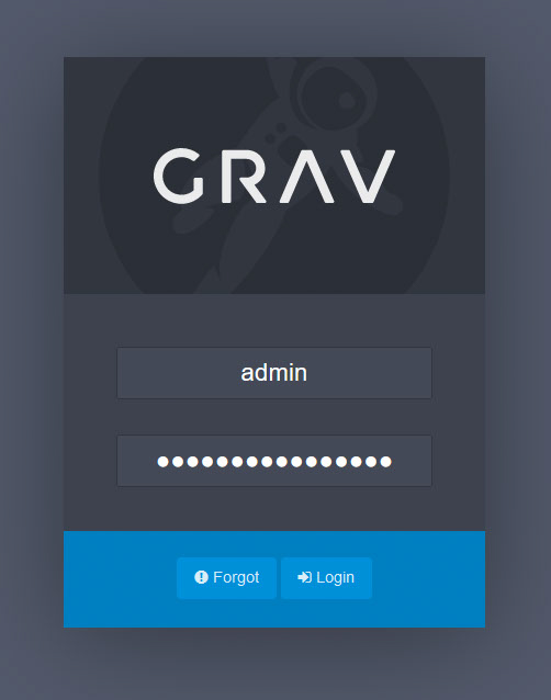 Fill in your Grav login credentials