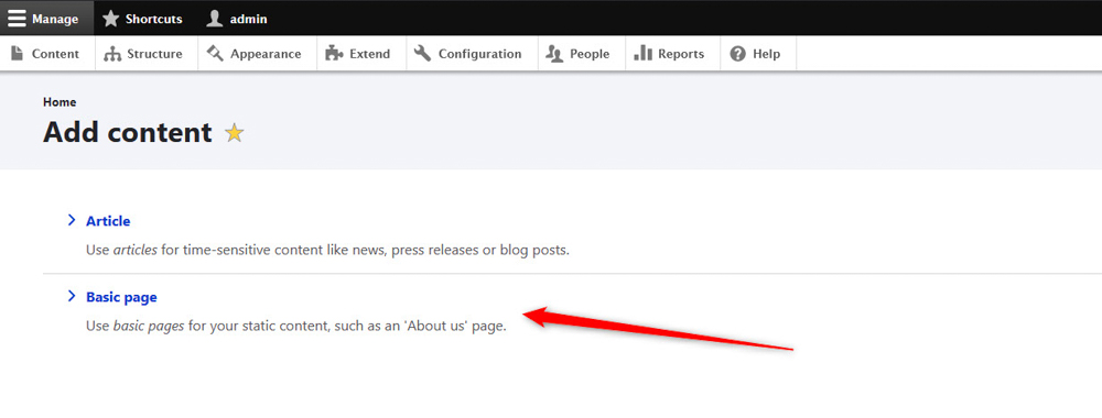 How to Add Page to Drupal Create Basic Page