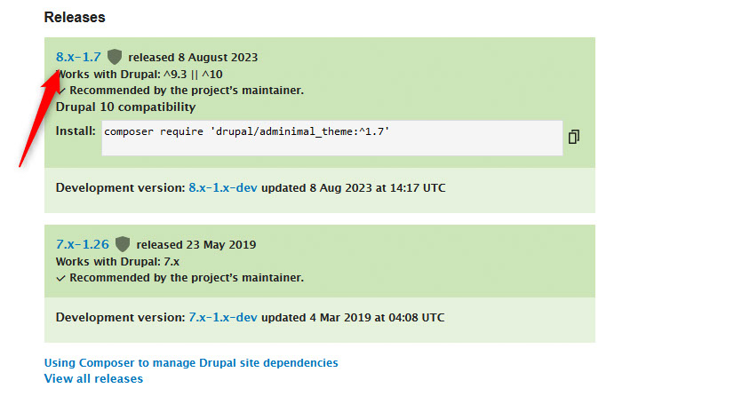 Select the right version of Drupal Theme