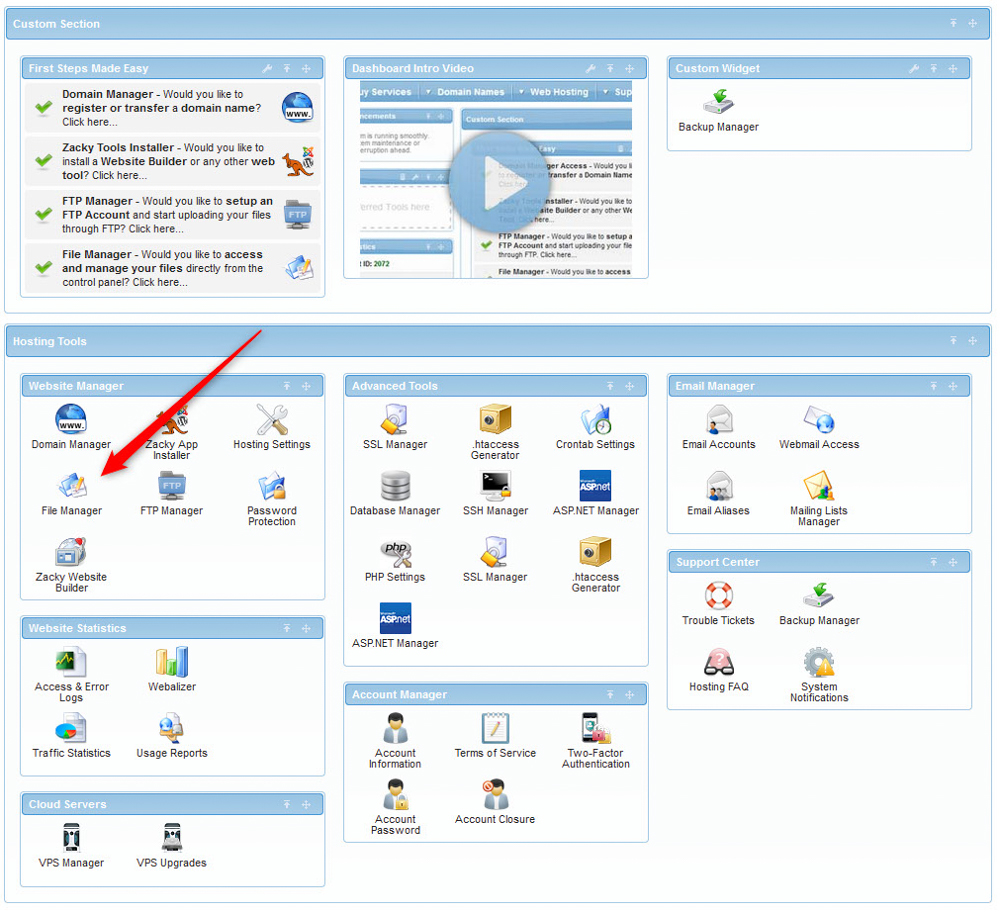 AwardSpace hosting panel File Manager