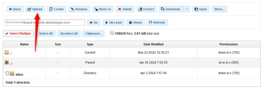 Upload Drupal Core files