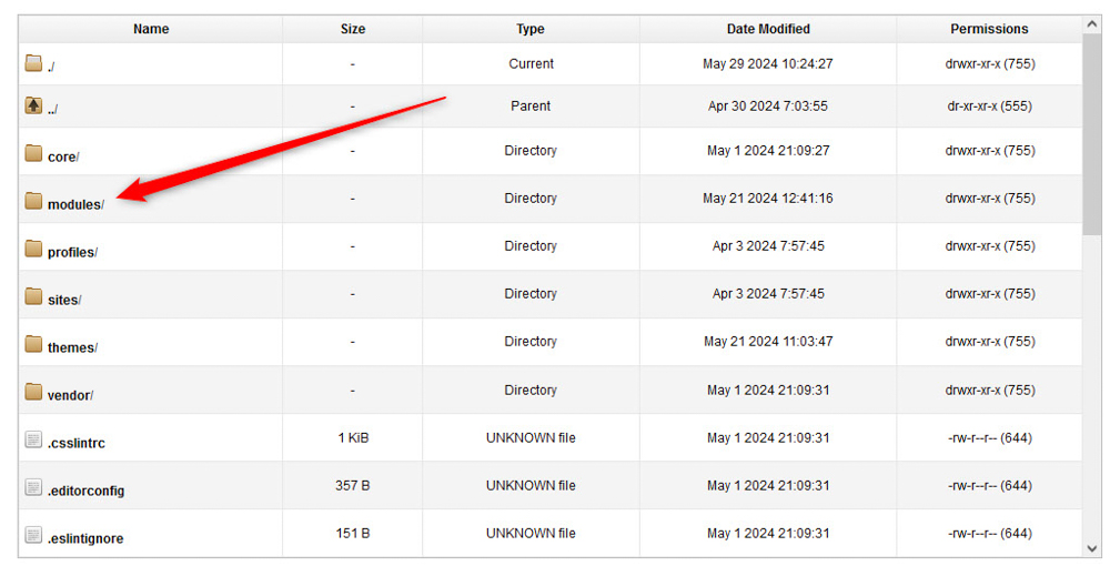 Drupal website Modules root folder