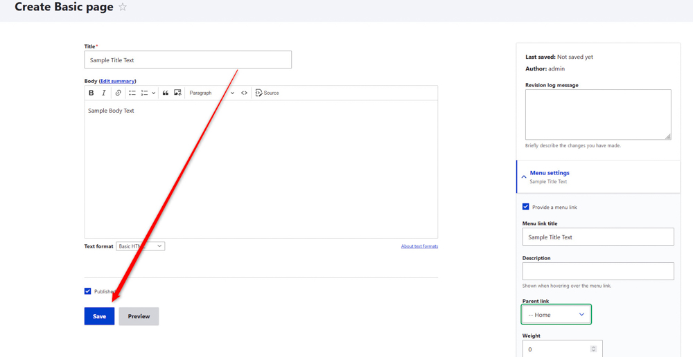 How to Add Page to Drupal Save Changes