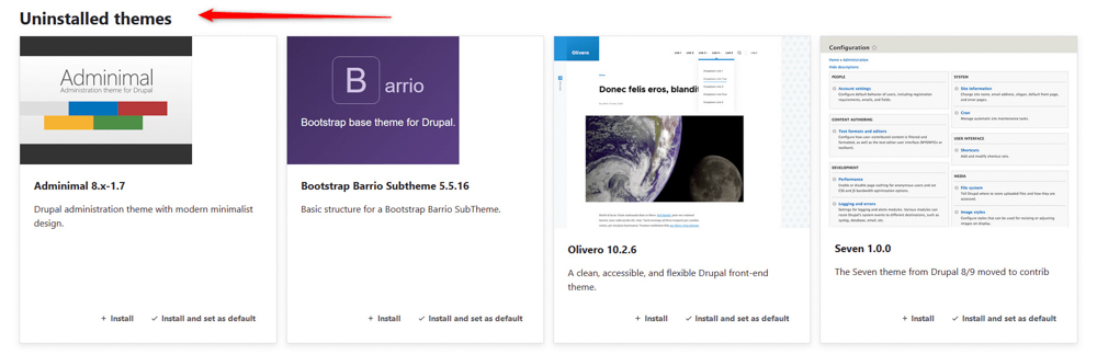 Drupal Uninstalled Themes