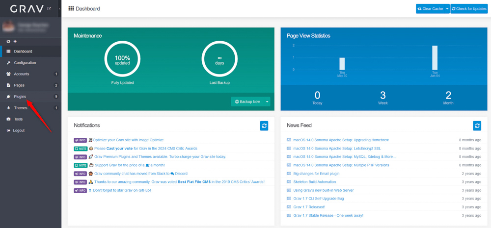 Grav Plugins Tab