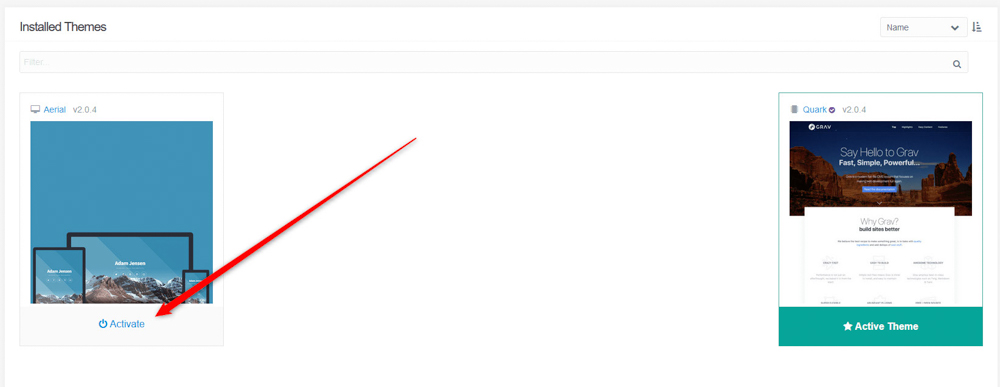 Activate an Installed Grav Theme 