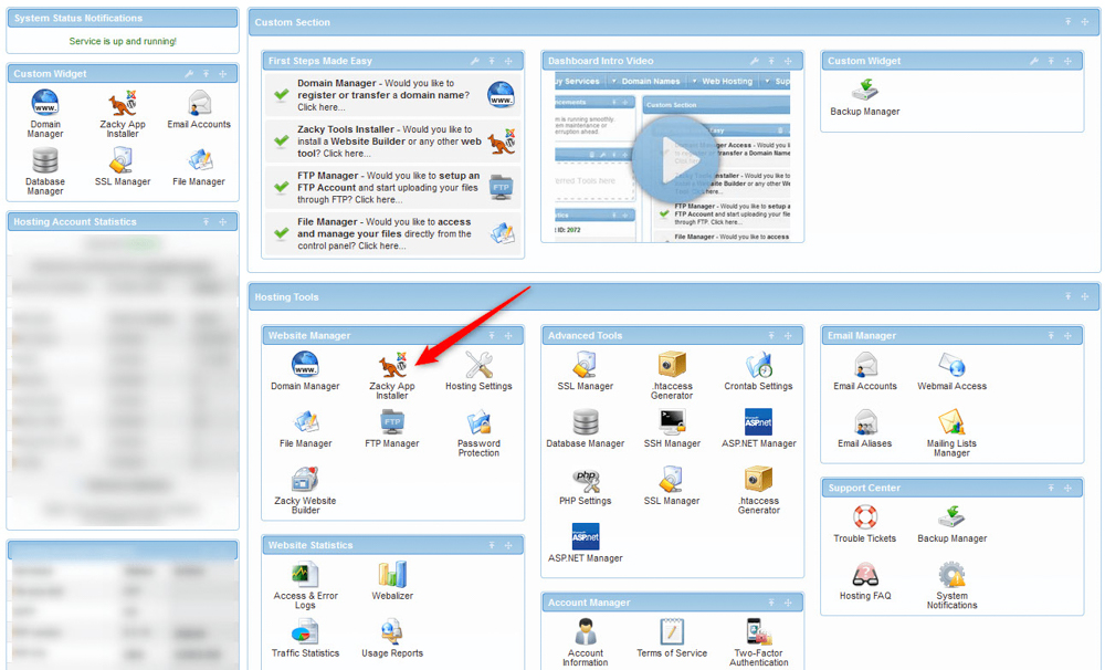 Install Elgg via the AwardSpace hosting panel