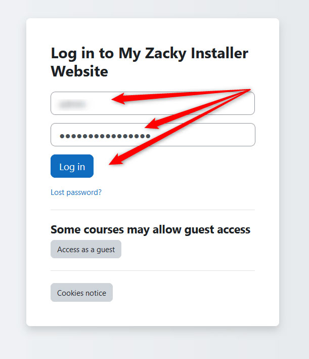 Add Credentials to log in to Moodle