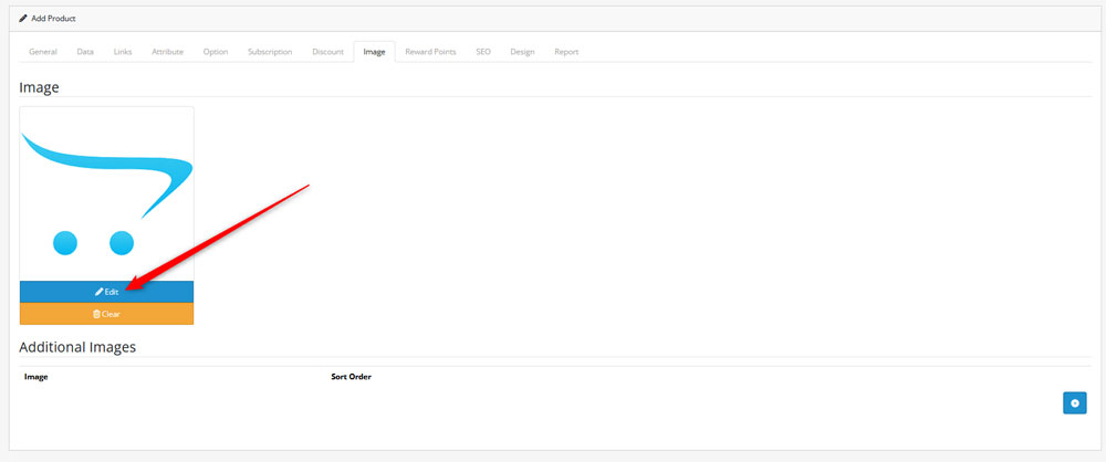 How to add a new product to OpenCart Image Tab Edit Settings