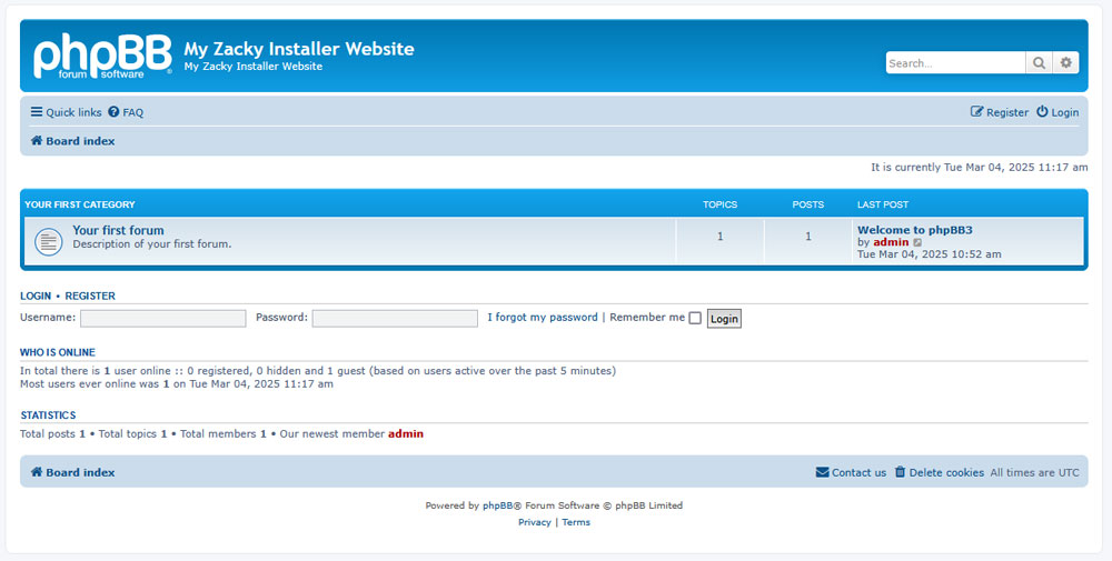 phpBB login page 