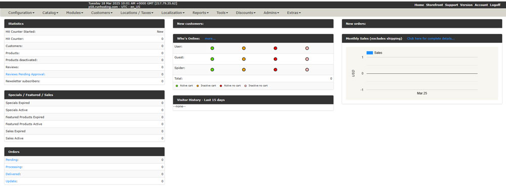 Zen Cart Admin Panel